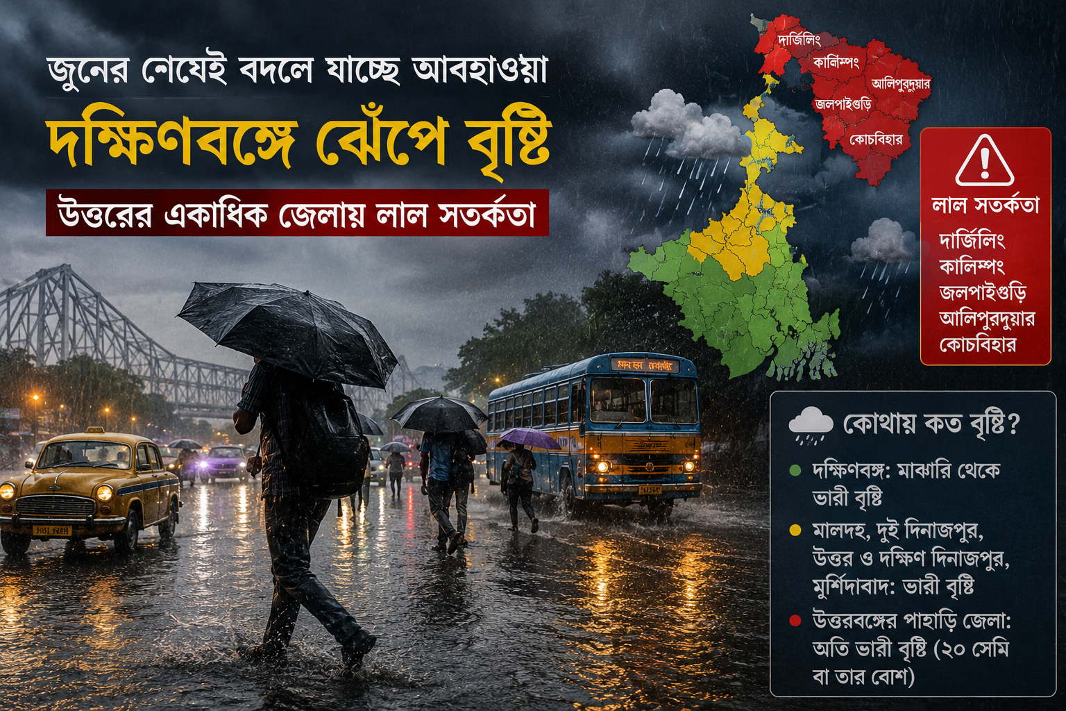 Weather Forecast: জুনের শেষেই বদলে যাচ্ছে আবহাওয়া! দক্ষিণবঙ্গে ঝেঁপে বৃষ্টির পূর্বাভাস, উত্তরবঙ্গের একাধিক জেলায় লাল সতর্কতা