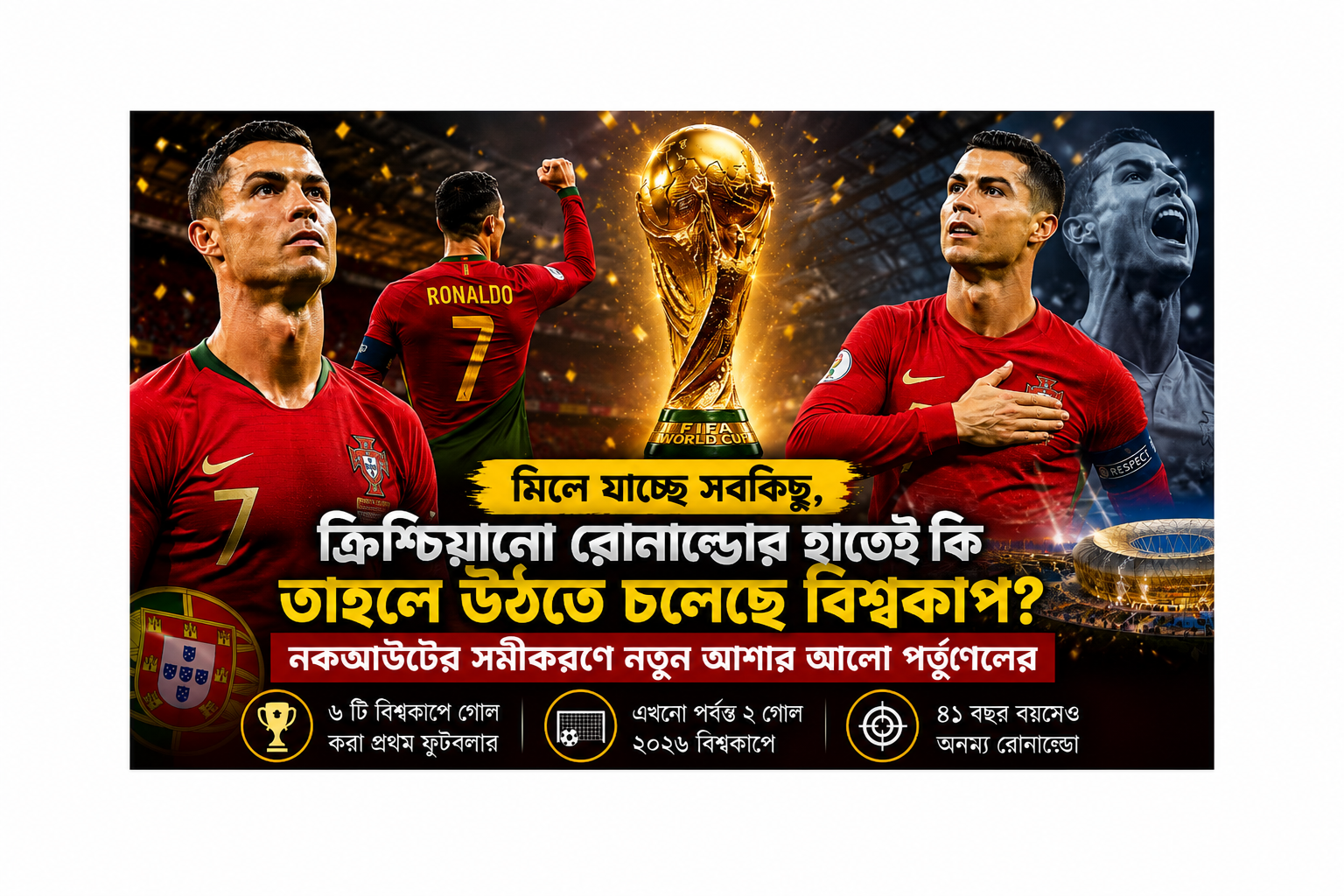FIFA World Cup 2026:ক্রিশ্চিয়ানো রোনাল্ডোর হাতেই কি তাহলে উঠতে চলেছে বিশ্বকাপ? নকআউটের সমীকরণে নতুন আশার আলো পর্তুগালের