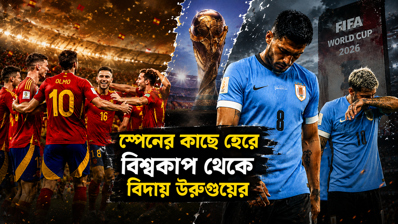 স্পেনের কাছে হেরে বিশ্বকাপ থেকে বিদায় উরুগুয়ের