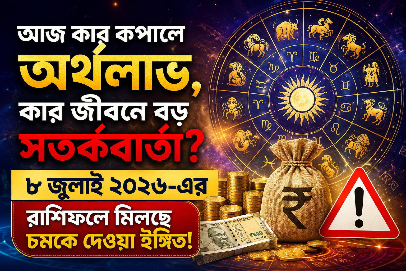 আজ কার কপালে অর্থলাভ, কার জীবনে বড় সতর্কবার্তা? ৮ জুলাই ২০২৬-এর রাশিফলে মিলছে চমকে দেওয়া ইঙ্গিত!